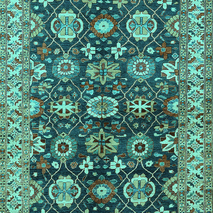 Machine Washable Oriental Turquoise Industrial Area Rugs, wshurb1155turq
