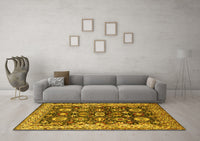 Machine Washable Oriental Yellow Industrial Rug, wshurb1155yw