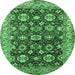 Round Oriental Emerald Green Industrial Rug, urb1155emgrn