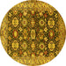 Round Oriental Yellow Industrial Rug, urb1155yw