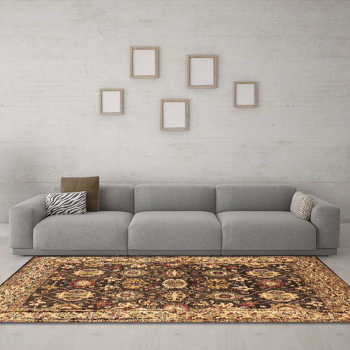 Machine Washable Oriental Brown Industrial Rug in a Living Room,, wshurb1155brn