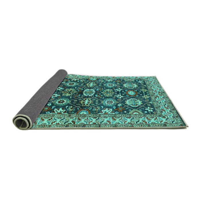 Sideview of Oriental Turquoise Industrial Rug, urb1155turq
