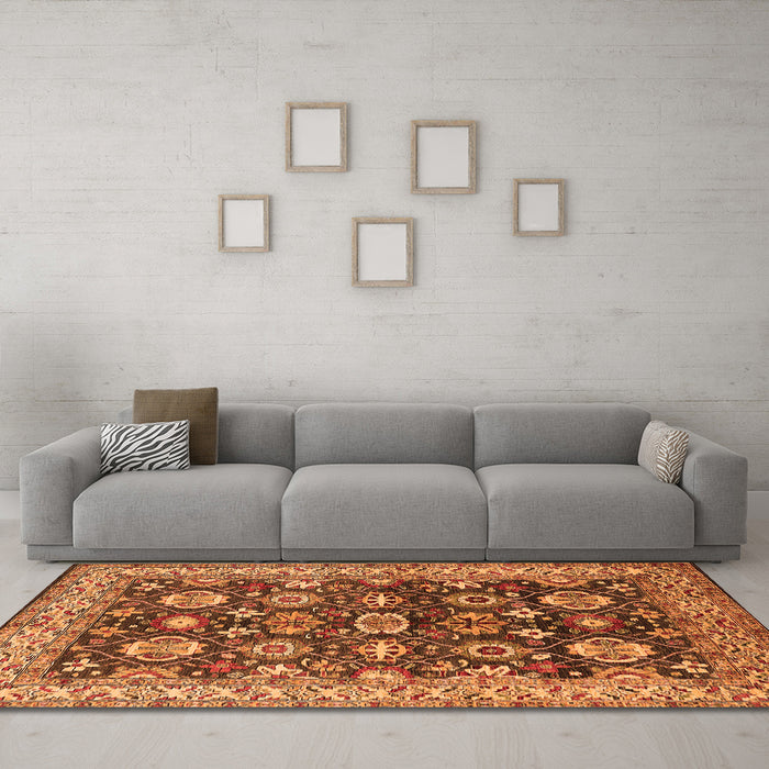 Machine Washable Oriental Orange Industrial Area Rugs in a Living Room, wshurb1155org