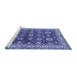 Sideview of Machine Washable Oriental Blue Industrial Rug, wshurb1155blu