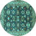 Round Oriental Turquoise Industrial Rug, urb1155turq