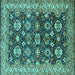 Square Oriental Turquoise Industrial Rug, urb1155turq