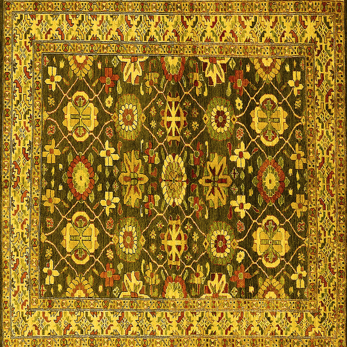 Square Machine Washable Oriental Yellow Industrial Rug, wshurb1155yw