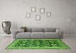 Machine Washable Oriental Green Industrial Area Rugs in a Living Room,, wshurb1155grn