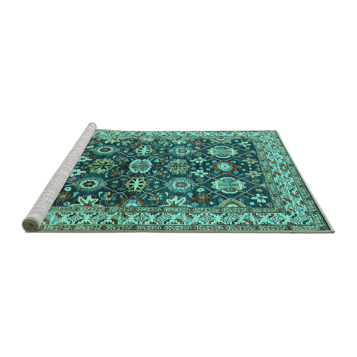 Sideview of Machine Washable Oriental Turquoise Industrial Area Rugs, wshurb1155turq