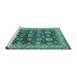 Sideview of Machine Washable Oriental Turquoise Industrial Area Rugs, wshurb1155turq