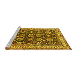 Sideview of Machine Washable Oriental Yellow Industrial Rug, wshurb1155yw