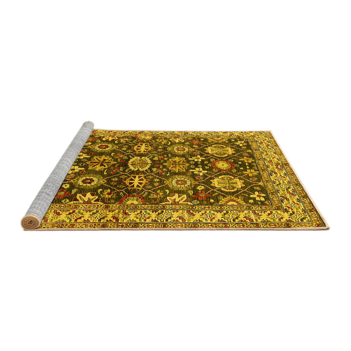 Sideview of Machine Washable Oriental Yellow Industrial Rug, wshurb1155yw