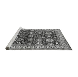 Sideview of Machine Washable Oriental Gray Industrial Rug, wshurb1155gry
