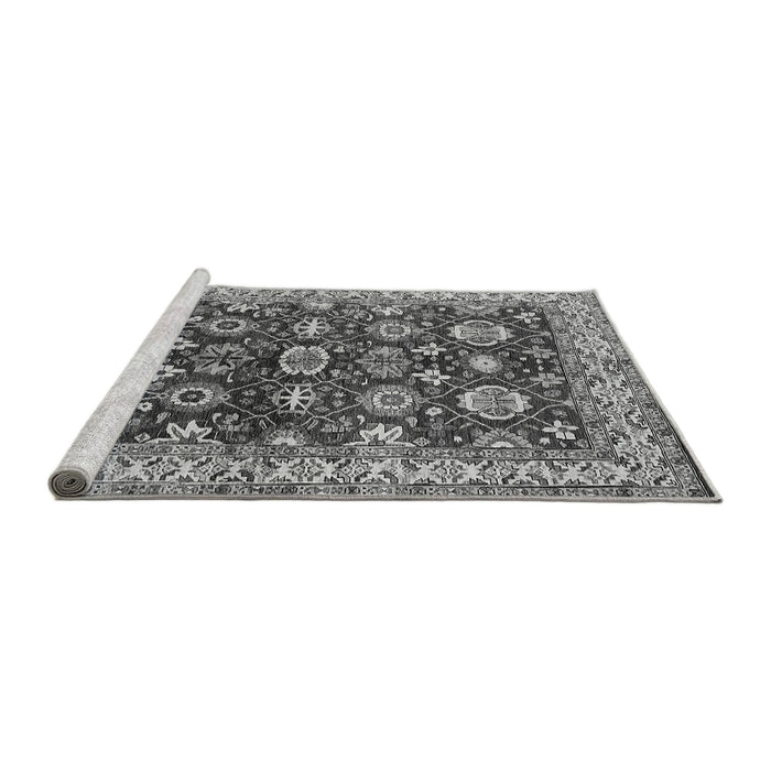 Sideview of Machine Washable Oriental Gray Industrial Rug, wshurb1155gry