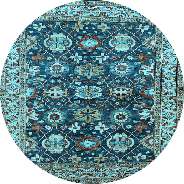 Round Oriental Light Blue Industrial Rug, urb1155lblu
