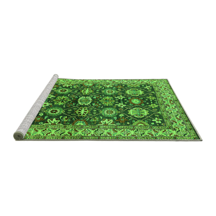 Sideview of Machine Washable Oriental Green Industrial Area Rugs, wshurb1155grn