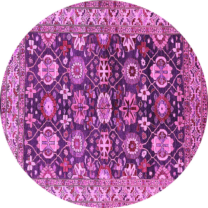 Round Machine Washable Oriental Pink Industrial Rug, wshurb1155pnk