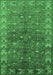 Machine Washable Oriental Emerald Green Industrial Area Rugs, wshurb1156emgrn