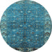 Round Oriental Light Blue Industrial Rug, urb1156lblu