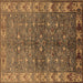 Square Machine Washable Oriental Brown Industrial Rug, wshurb1156brn