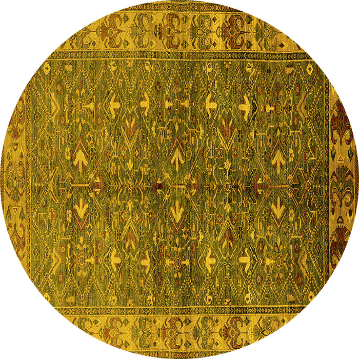 Round Oriental Yellow Industrial Rug, urb1156yw