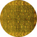 Round Oriental Yellow Industrial Rug, urb1156yw