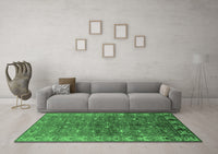 Machine Washable Oriental Emerald Green Industrial Rug, wshurb1156emgrn