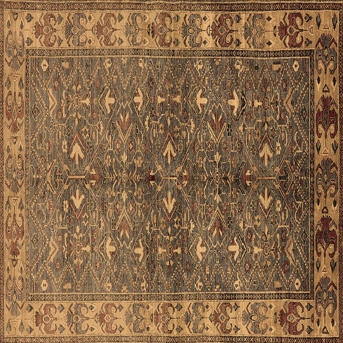 Square Oriental Brown Industrial Rug, urb1156brn