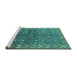 Sideview of Machine Washable Oriental Turquoise Industrial Area Rugs, wshurb1156turq