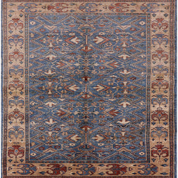 Square Mid-Century Modern Purple Oriental Rug, urb1156