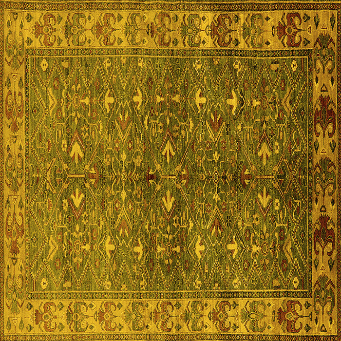 Square Machine Washable Oriental Yellow Industrial Rug, wshurb1156yw