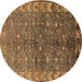 Round Oriental Brown Industrial Rug, urb1156brn