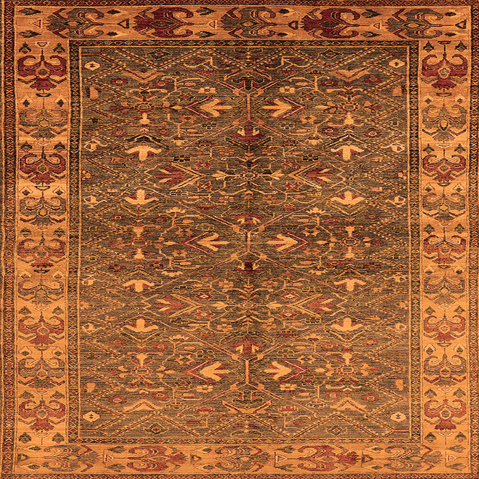 Square Machine Washable Oriental Orange Industrial Area Rugs, wshurb1156org