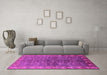 Machine Washable Oriental Pink Industrial Rug in a Living Room, wshurb1156pnk