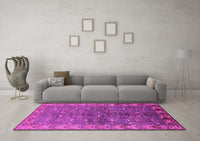 Machine Washable Oriental Pink Industrial Rug, wshurb1156pnk