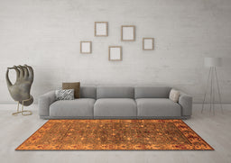 Machine Washable Oriental Orange Industrial Area Rugs in a Living Room, wshurb1156org