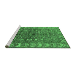 Sideview of Machine Washable Oriental Emerald Green Industrial Area Rugs, wshurb1156emgrn
