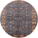 Round Mid-Century Modern Purple Oriental Rug, urb1156