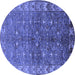 Round Machine Washable Oriental Blue Industrial Rug, wshurb1156blu