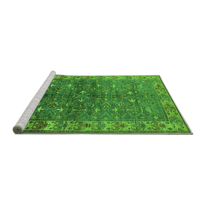 Sideview of Machine Washable Oriental Green Industrial Area Rugs, wshurb1156grn