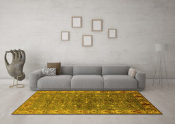 Machine Washable Oriental Yellow Industrial Rug in a Living Room, wshurb1156yw