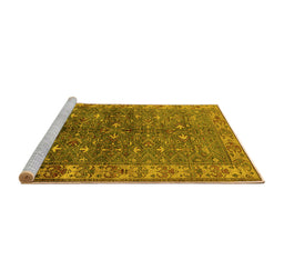 Sideview of Machine Washable Oriental Yellow Industrial Rug, wshurb1156yw
