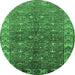 Round Oriental Emerald Green Industrial Rug, urb1156emgrn