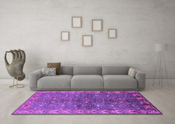 Machine Washable Oriental Purple Industrial Area Rugs in a Living Room, wshurb1156pur