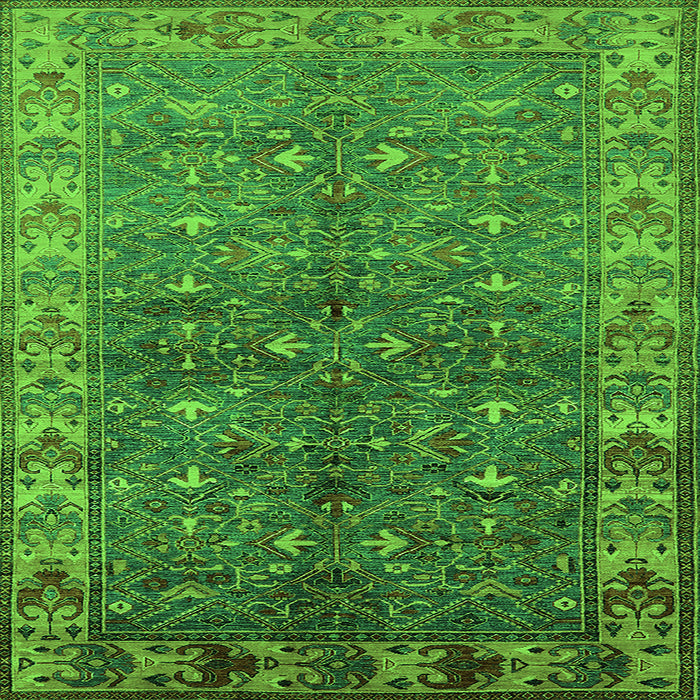 Square Oriental Green Industrial Rug, urb1156grn