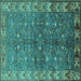 Square Oriental Turquoise Industrial Rug, urb1156turq