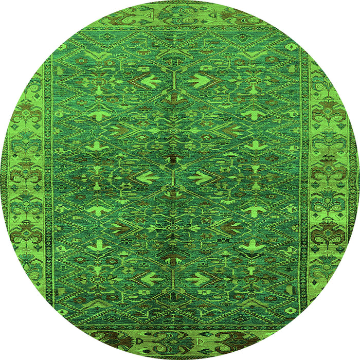 Round Oriental Green Industrial Rug, urb1156grn