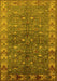 Machine Washable Oriental Yellow Industrial Rug, wshurb1156yw