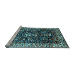 Sideview of Machine Washable Oriental Light Blue Industrial Rug, wshurb1157lblu