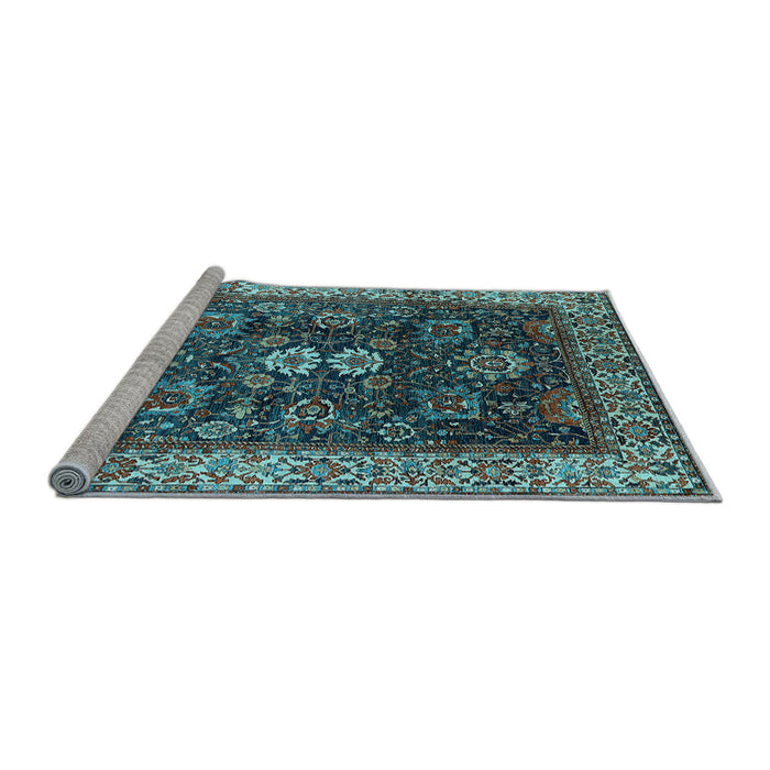 Sideview of Machine Washable Oriental Light Blue Industrial Rug, wshurb1157lblu